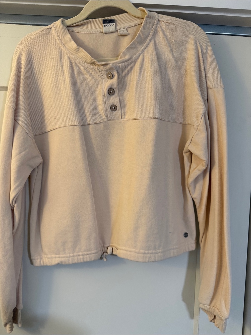 Roxy Cream Henley Pullover Sweater